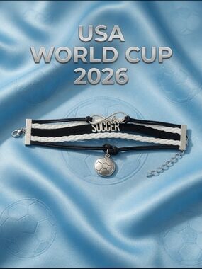 Black & White Soccer Charm Multi-Strand Bracelet